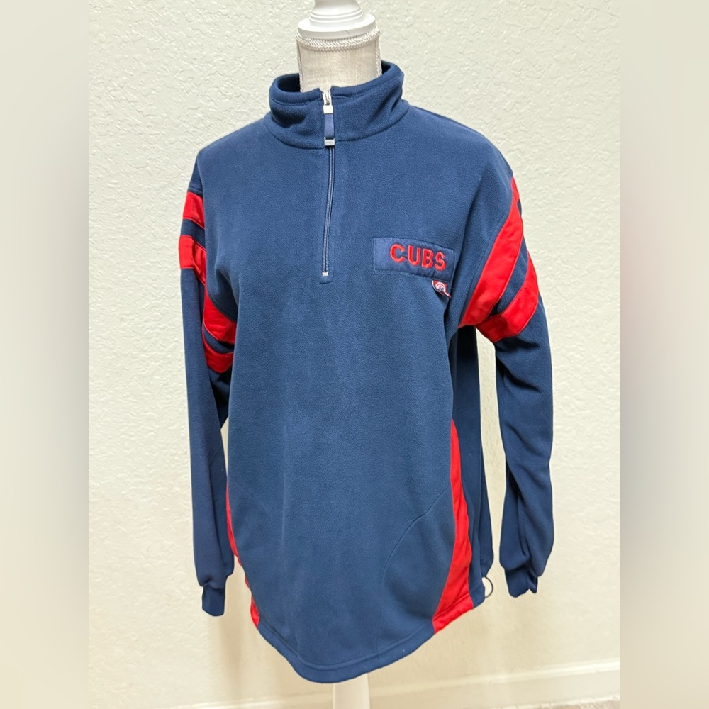 Chicago Cubs Navy and Red Men's Fleece Pullover Size